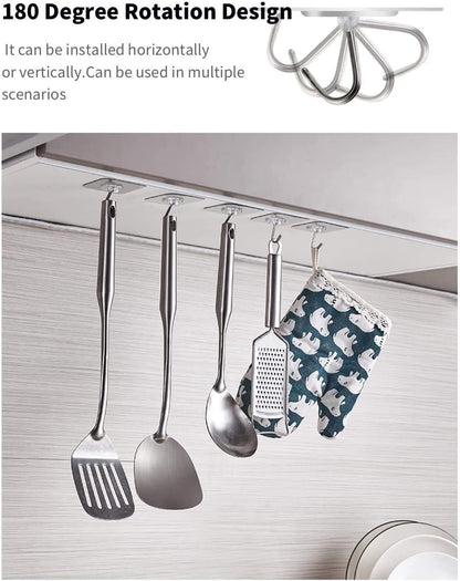 Adhesive Hooks Wall Hooks 44 lb/ 20 kg(Max), Heavy Duty Coat Hooks Waterproof and Oilproof Seamless Hooks, Reusable Hooks for Hanging Bathroom Kitchen