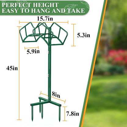 Qatsrin Super Stable Garden Hose Holder, Removable Water Hose Holders Stand Holds 150-Feet Hose, Detachable Hose Storage Hanger Rack for Outside Yard Lawn Farm, Black