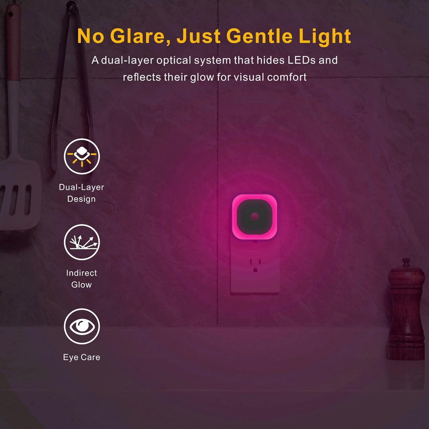 YUNLEX 2 Pack Plug in Red Sleep Night Light with Motion Sensor & Dusk to Dawn Sensor, Soft Glow, 0% Blue Light, Dimmable, Auto On/Off, LED Lights for Bedroom, Kids, Bathroom, Hallway, as Mother Gifts