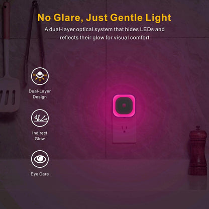 YUNLEX 2 Pack Plug in Red Sleep Night Light with Motion Sensor & Dusk to Dawn Sensor, Soft Glow, 0% Blue Light, Dimmable, Auto On/Off, LED Lights for Bedroom, Kids, Bathroom, Hallway, as Mother Gifts