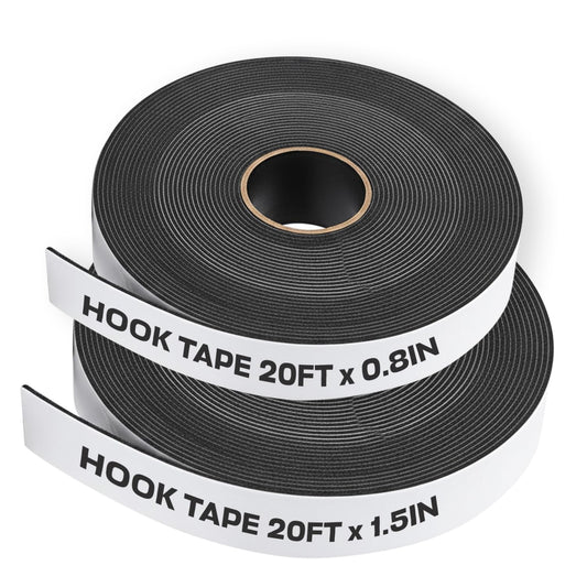 Screen Door Hook Tape, Hook Side Only - Adhesive Replacement in 2 Widths | Backside hook tape only (no loop side), weatherproof peel & stick for magnetic garage screen doors, 20ft x 0.8in + 1.5in