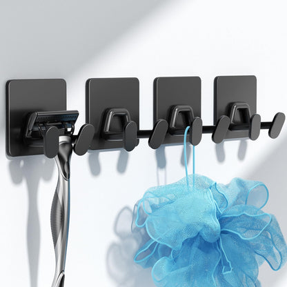 susswiff Shower Hooks for Inside Shower - Extra Sticky Stainless, Razor Holder Accessories, Wall Mounted Self-Adhesive Double Hooks for Razor, Loofah, Towel, Shaver, Coat, Key, Silver 6 Pack