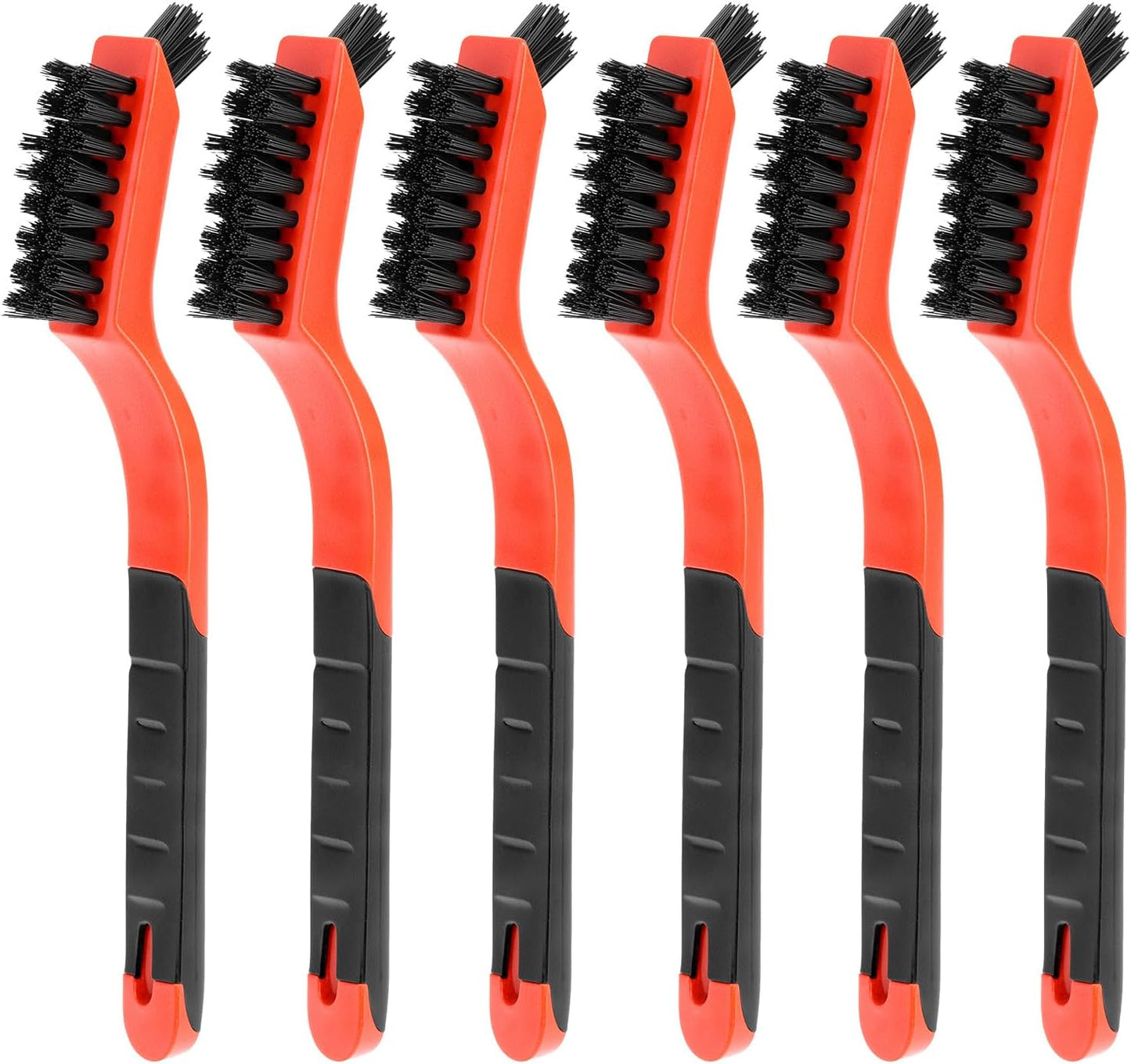 QWORK Nylon Cleaning Brushes, 6 Pack Non Scratch Bristles Dual Head Crevice Tool for Kitchen Bathroom and Cookware