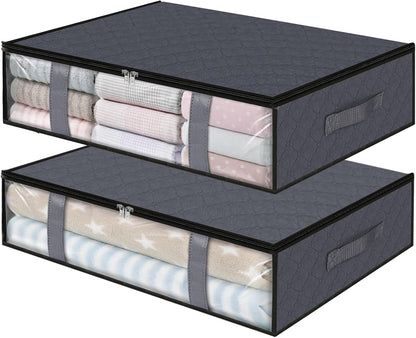 StorageRight Under Bed Storage Bags 3 Pack, 40L Large Clothes & Comforter Storage Containers with Clear Window, Breathable Fabric Organizer for Blankets, Bedding, Seasonal Clothing