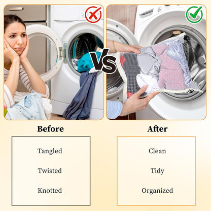 Tyqour 4PCS Mesh Laundry Bags for Washing Machine Hanging Laundry Hamper Delicates Laundry Bag with Handles (S/M/L/XL) Zipper Opening Wash Bag for Coat Sweater Lingerie Sock Sheet