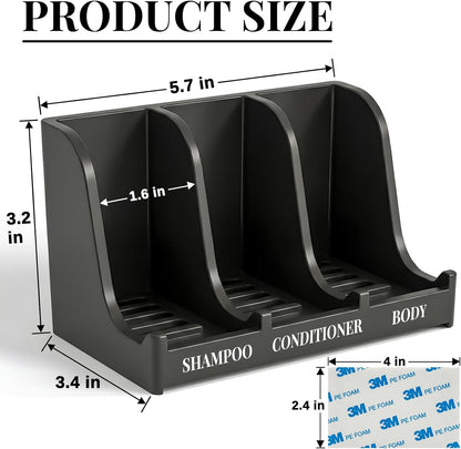 Soap Holder for Shower Wall, 3-Compartment Soap Dish for Shampoo, Conditioner and Body Soap, Fast Draining & Rust-Proof & Heavy Duty, Ultra-Strong Adhesive for Long-Term Bathroom Use & Freestanding