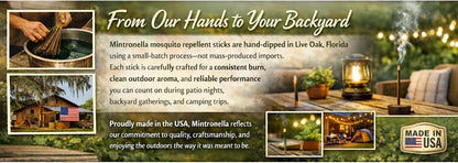 Mintronella USA Made Citronella & Peppermint Mosquito Repellent Incense Sticks – 100 Pack – Natural Bug & Insect Repellent – Outdoor Camping, Patio Decor – No‑See‑Um & Gnats, Fly