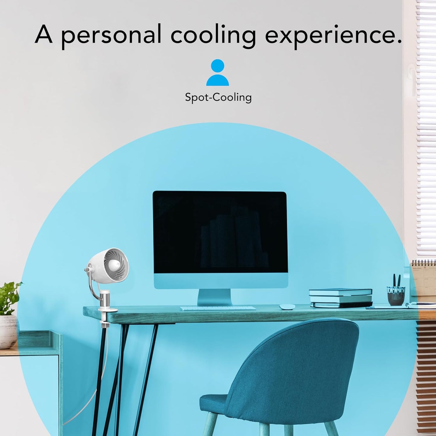 Vornado Pivot Clip Personal Air Circulator, 3-Speed, Portable Desk Fan with Multi-Surface Clip, 360-Degree Adjustable Axis, 9 in Tall, 4 in Diameter, Whisper Quiet, Ice White