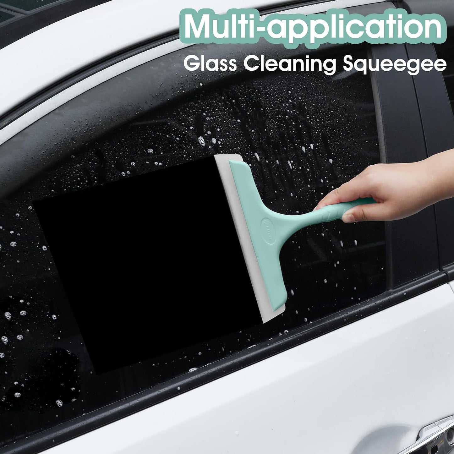 5" Silicone Shower Squeegee for Glass Doors & Car Windows - Small & Mini Size Streak-Free Cleaner, Bathroom, Mirror, Tile Scraper - Compact Pink with Hanging Hole, Kitchen Safe Water Blade