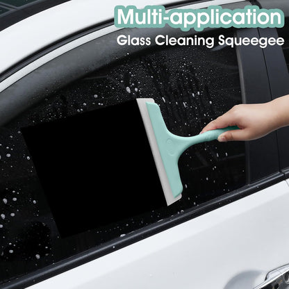 5" Silicone Shower Squeegee for Glass Doors & Car Windows - Small & Mini Size Streak-Free Cleaner, Bathroom, Mirror, Tile Scraper - Compact Pink with Hanging Hole, Kitchen Safe Water Blade