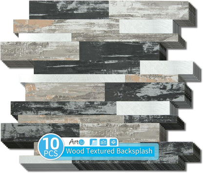 Art3d 10-Sheet Peel and Stick Backsplash Tile for Kitchen Bathroom Fireplace Laundry Room in White Slate with Gold Studded