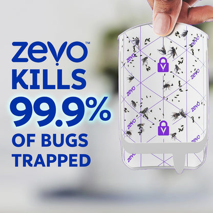 Zevo Flying Insect Trap - Plug-in Indoor Fly Trap and Bug Light Trap Refill with Blue and UV Light - No-Mess Cartridge for House Flies, Fruit Fly Trap and Gnats (1 Plug-in Base and 1 Cartridge)