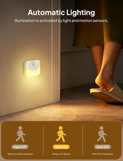 ZAPOGO 2 Pack Rechargeable Motion Sensor Stair Light for Indoor,Warm White LED Night Light,Wireless Stick on Anywhere Hallway Lamp,Motion Activated Lamps for Step, Cabinet, Hallway, Bathroom