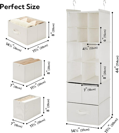 GRANNY SAYS Hanging Closet Organizer 6 Shelves, Closet Organizers and Storage with 5 Drawers, 6 Side Pockets Closet Hanging Organizer, Hanging Storage Organizer for Closet, Baby Clothes, Gray