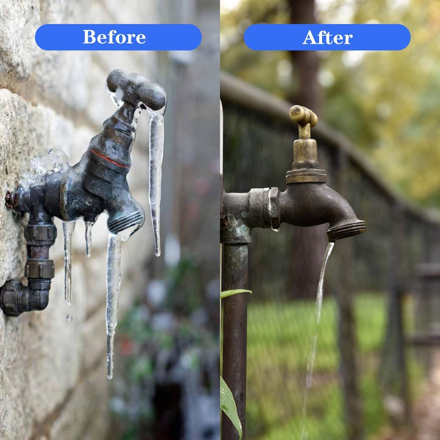 Outdoor Faucet Covers for Winter Freeze Protection, 7”W x 9.8”H Reusable Thicker Hose Bib Insulation Cover Waterproof & Frost Free Outside Spigot Cover Winter Insulated Covers with Reflective Strips