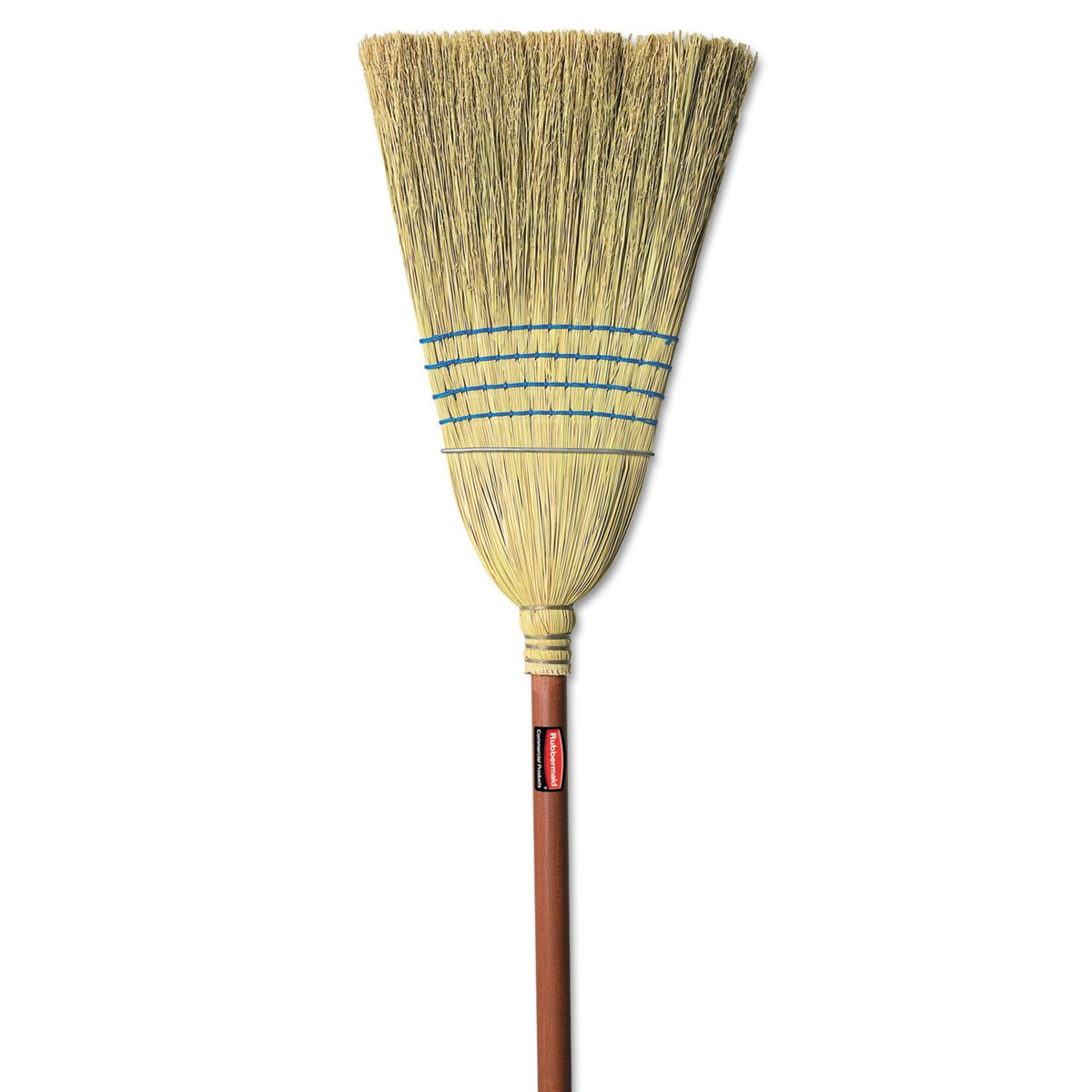 Rubbermaid Commercial Products Heavy-Duty Corn Broom, 1 1/8-Inch Wood Handle, Red, Indoor/Outdoor Broom for Courtyard/Garage/Lobby/Mall/Office