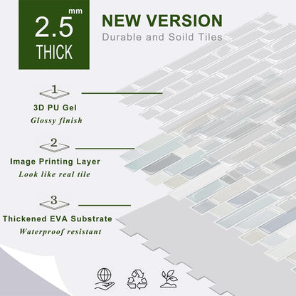 STICKGOO Peel and Stick Backsplash - 10 Sheets of 12”×12” - 3D Self Adhesive Peel and Stick Tile Backsplash for Kitchen & Bathroom