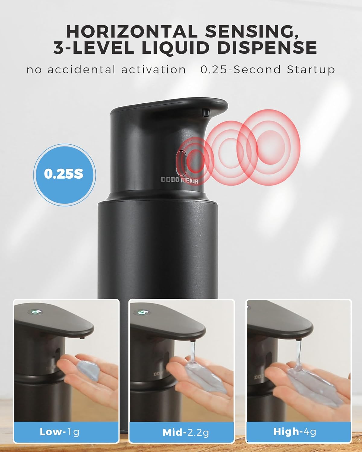 Automatic Liquid Soap Dispenser Touchless, 304 Stainless Steel Bottle Body &16.2oz/480ml Rechargeable, 3 Adjustable Liquid Levels, IPX7 Waterproof, for Kitchen Bathroom, Stainless Steel