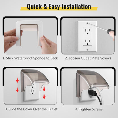 1 Pack Outdoor Waterproof Outlet Cover, Weatherproof Electrical Outlet Cover for Single Gang Duplex Receptacle (NEMA 5-15R), 2.6" x 3.2" Outside Socket Plug Protector (Gray)