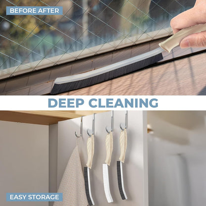 TQRR 3Pcs Cleaning Brush- Includes 1 Soft Bristle Cleaning Brush, 2 Hard Crevice Brush, Bathroom Cleaning Brush, Multifuntianal Grout Brush, Cleaning Tools for Auto Vent Wheel Kitchen House (Black)