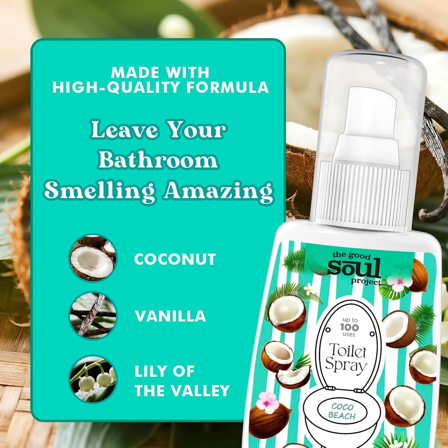 THE GOOD SOUL PROJECT Toilet Spray for Poop, Fresh Citrus, Bathroom Spray Odor Eliminator, 2Fl Oz 2 Pack