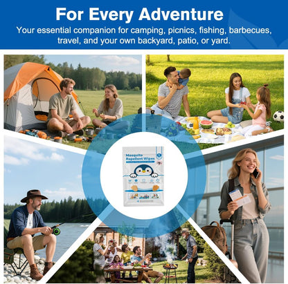 30 PCS Individually Wrapped Mosquito Repellent Wipes, Natural Insect Repellent Wipes Provide 6-8 Hrs Protection, DEET-Free Mosquito Wipes with Travel-Size for Camping, Picnic, BBQ, Travel, Outdoor Use