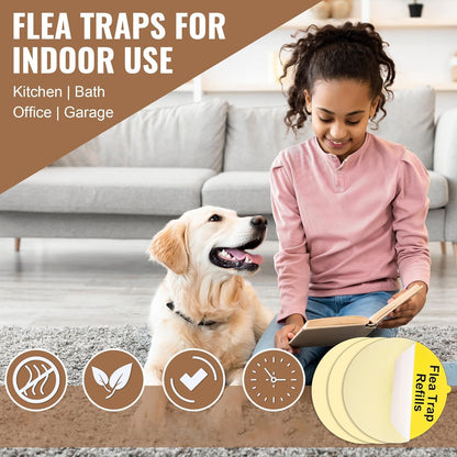 60 Pack Flea Trap Refills 7.1" Sticky Pads Fit Most Flea Traps | Flea Trap Sticky Pads Refills, Fit Most 7.1" Traps, for Inside Home Strong Adhesive, 7.1" Round Disc, Odorless Glue