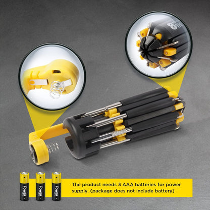 8 in 1 Screwdriver with Flashlight, Multi Functional 8 in 1 Screwdrivers Tool Set with Worklight for Household, Auto