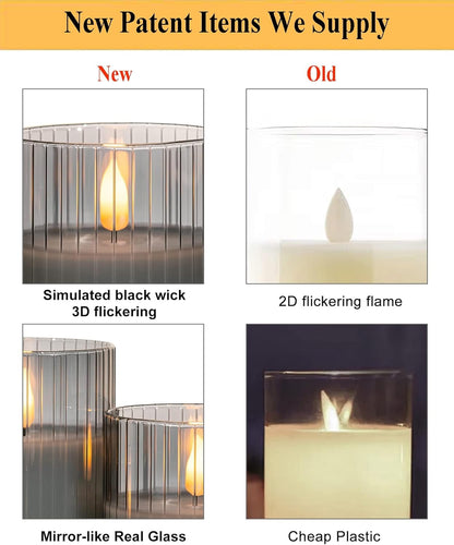ANGELLOONG Flickering Flameless Candles, Realistic Battery Operated Candles with Remote and Timer, Set of 3 LED Candles for Room Fall Home Wedding Decor Centerpieces Table Party Valentines Decorations
