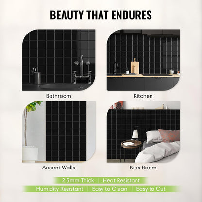 Peel and Stick Subway Backsplash Tiles, 5 Pack, 12 x 12 in, Almond | extra thick 3D wall panels, heat and water resistant wall panels, easy DIY kitchen, bathroom, laundry, fireplace wall décor