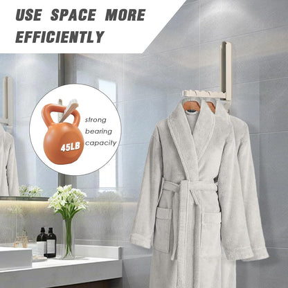 Folding Clothes Drying Rack with 3 Brackets for Over The Door and Wall Mount, All Metal Laundry Dryer Rack with Retractable Rod for Towel, Fit Doors Thickness from 0.59in to 1.96in (Space Grey)