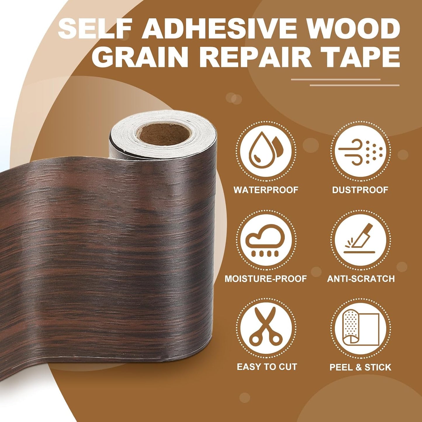 PATIKIL Self Adhesive Wood Grain Repair Tape 33'x 3", Multi-Use Realistic Wood Grain Repair Patch for Furniture Floor Door Table Chair Windows Handicraft DIY, Yellow Teak