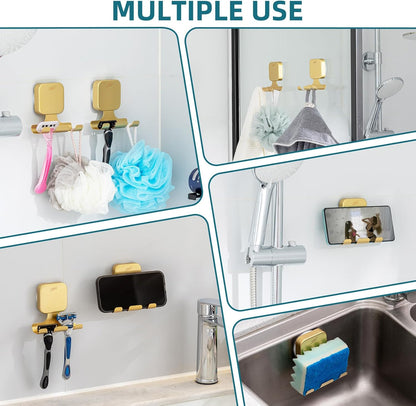 TAILI Suction Cup Razor Holder in Shower 2 Pack, Towel, Loofah, Shaver Holder for Bathroom Wall, Powerful Suction Cup Shower Hooks, Easy to Install and Reuse, White