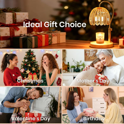 Candle Warmer Lamp with Timer & Dimmer, Electric Candle Lamp Warmer with 2 Bulbs for Scented Candle, Home Decor Gift for Her, Mother’s Day Gift (Milk Tea)