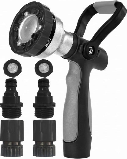 GREEN MOUNT New Patent Garden Hose Nozzle, Heavy Duty Water Nozzle, High Pressure Fireman Style Nozzle with Ergonomic Handle for Lawn and Garden Watering