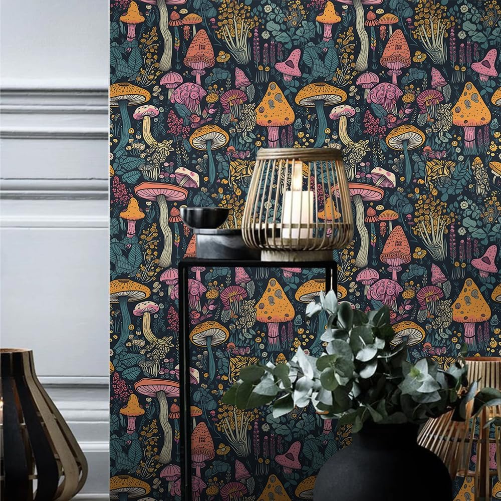 MuralPeel Dark Grey White Poppies Peony Floral Vintage Peel and Stick Wallpaper Self Adhesive Removable Easy Peel Off Stick on Wall Paper for Bedroom Cabinet Renter