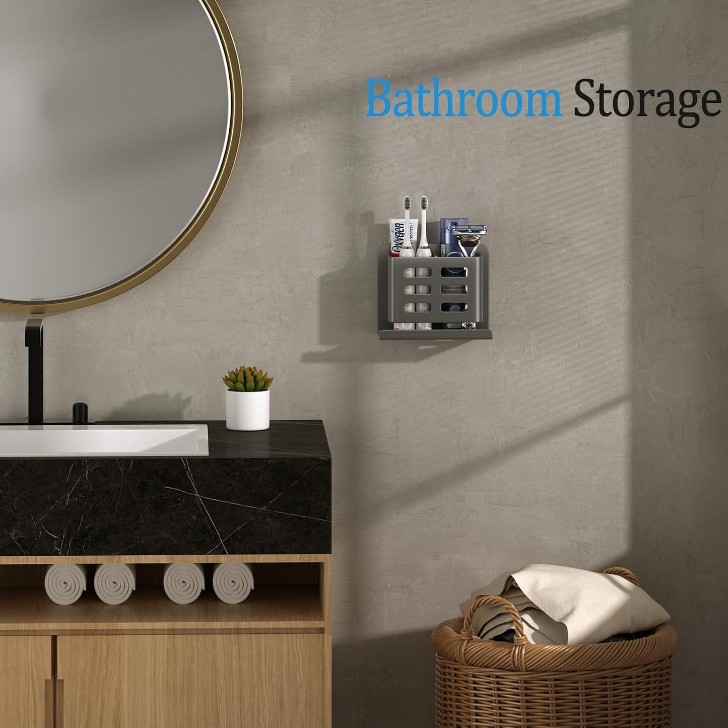 Aluminum Toothbrush Holder， Wall-Mounted，Bathroom Rack，4 Slot，Black | Bracket Shower Toothbrush Razor Holder Suitable for Toothbrush, Toothpaste, Razor and Comb etc Bathroom Storage
