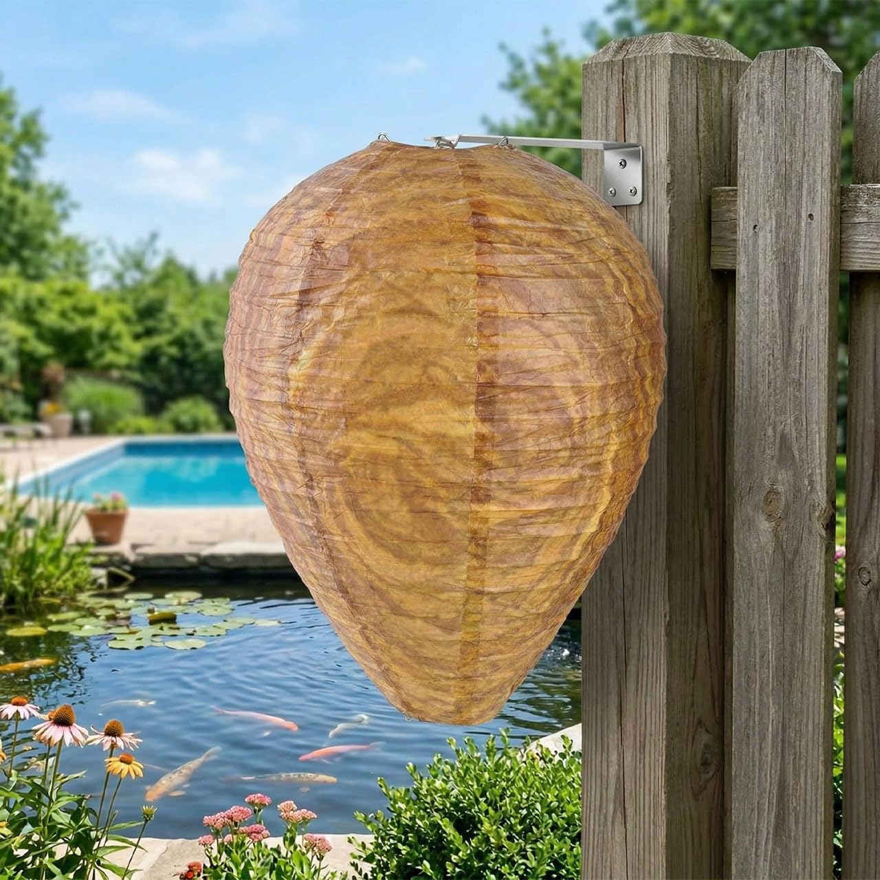 Fake Wasp Nest Wasp Deterrent for Outdoor – 6 Pack Decoy Wasp Nest Hanging, Waterproof Paper Wasp Trap Style, Realistic Wasp Decoy for Patio Garden Backyard Camping