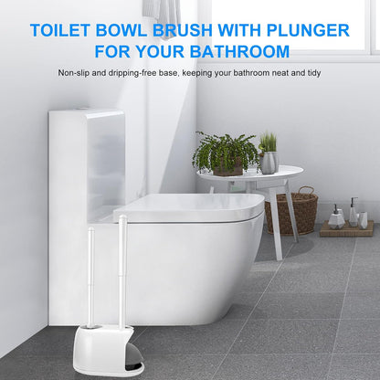 SetSail Toilet Brush and Plunger Set, Semi-Hidden Toilet Plungers Heavy Duty Toilet Bowl Brush and Holder for Bathroom Toilet Plunger and Brush Set for Deeply Cleaning - Black