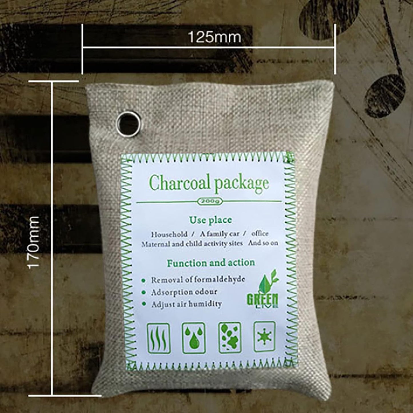 Bamboo Charcoal Bags Odor Absorber, 2 Packs 100g Charcoal Deodorizer Bags with Hooks, Nature Bamboo Charcoals Air Purifying Bags Activated Charcoals Odor Absorbers for Home Cars Pet Closet Bathroom