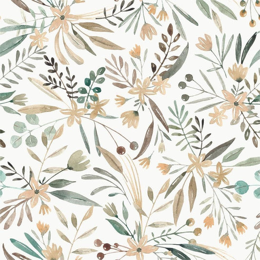MuralPeel White/Pink/Gold Floral Garden Black Blue Flowers Vintage Peel and Stick Wallpaper Self Adhesive Removable Easy Peel Off Contact Paper Stick on Wall Paper for Bedroom Cabinet Renter Friendly