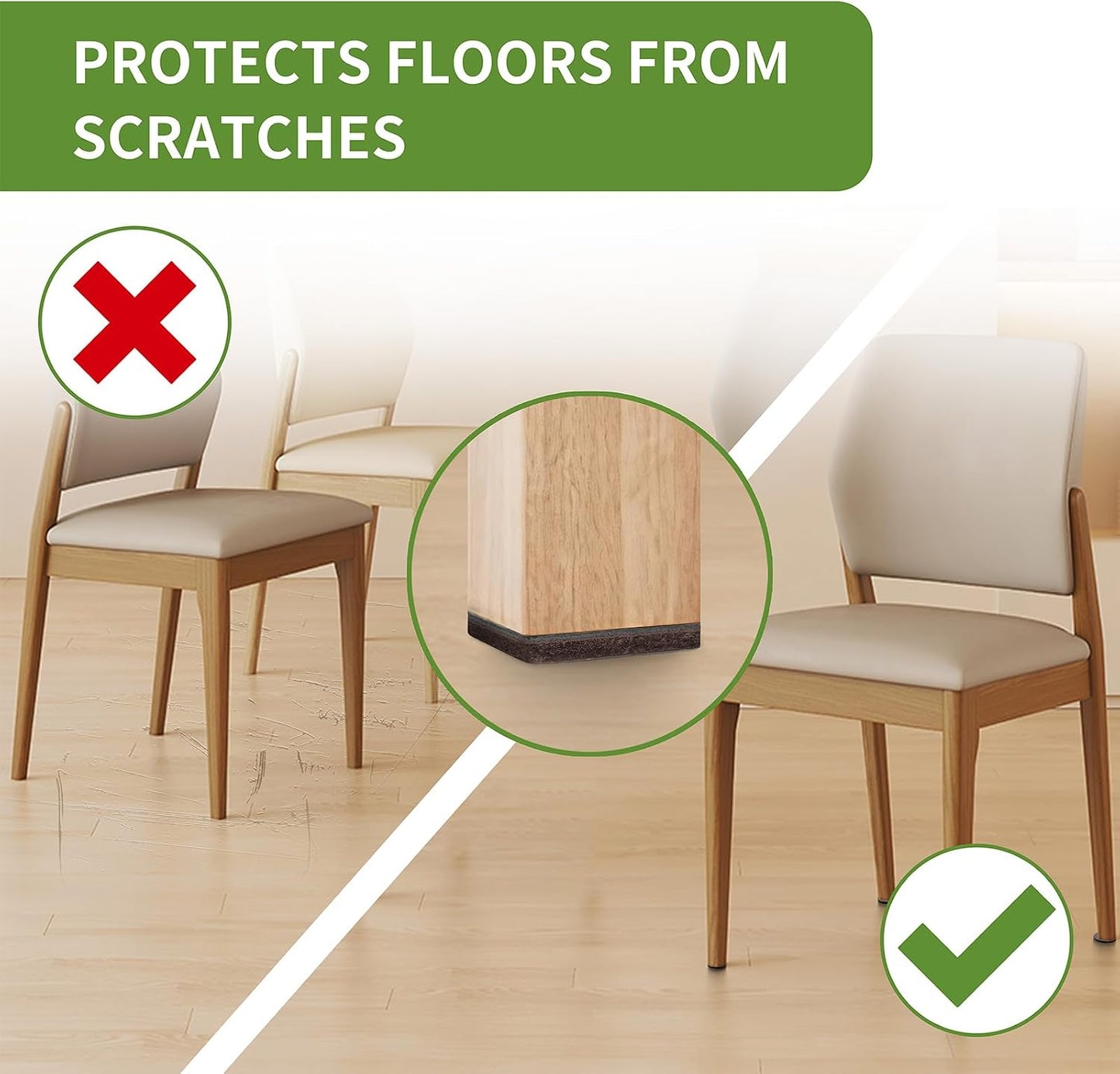 Felt Furniture Pads for Hardwood Floors 48 PCS, Furniture Pads, Floor Protectors for Hardwood Floors, Felt Pads for Furniture, Round, Dark Brown