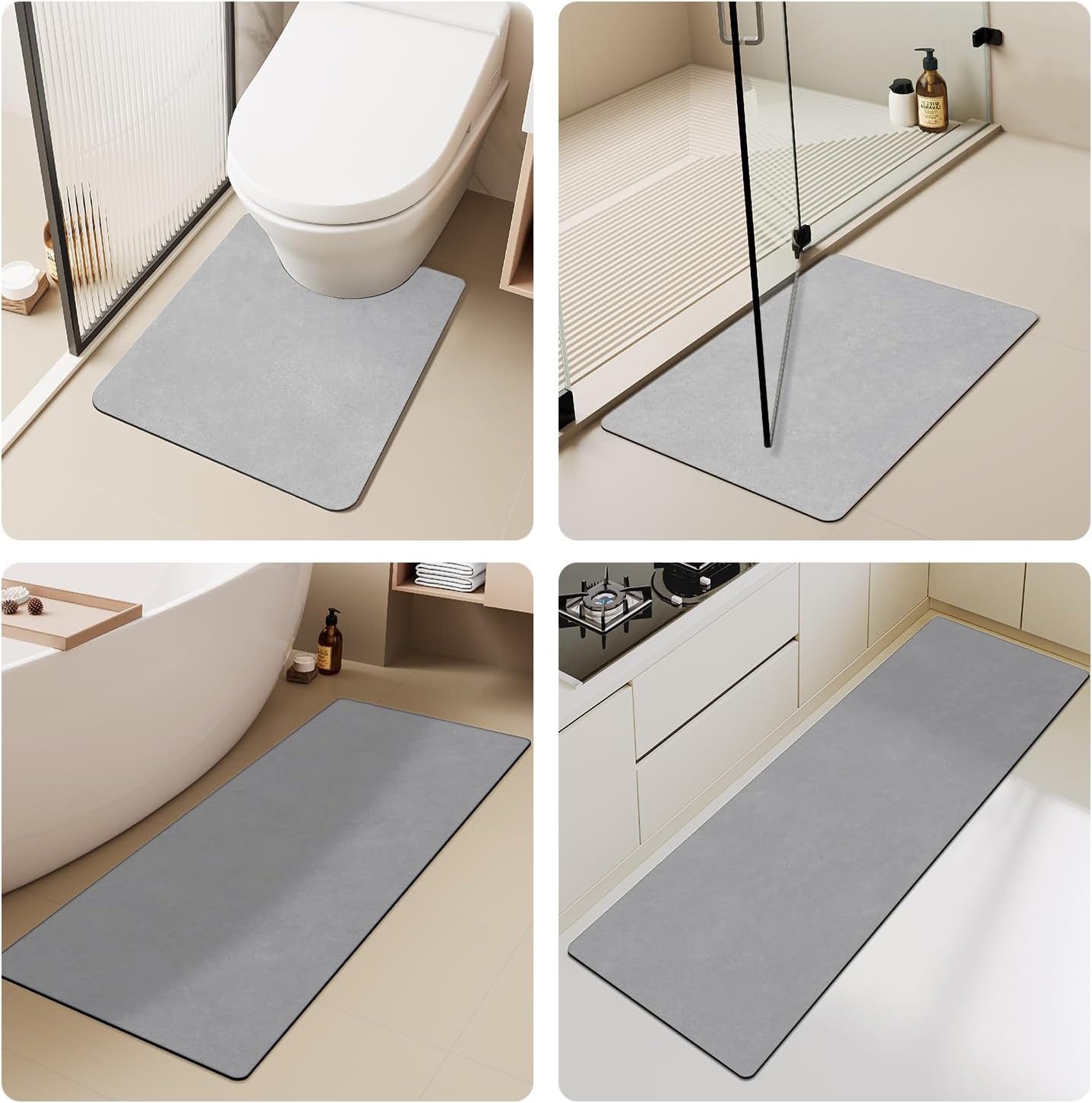 TYUU Bath Mat, Bathroom Rugs Non Slip Washable Thin Absorbent Quick Dry Bath Mat Fits Under Door Bathroom Floor Mat Perfect for Bath, Shower, or Sink 16"x24" Dark Grey