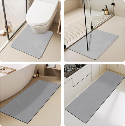 TYUU Bath Mat, Bathroom Rugs Non Slip Washable Thin Absorbent Quick Dry Bath Mat Fits Under Door Bathroom Floor Mat Perfect for Bath, Shower, or Sink 16"x24" Dark Grey