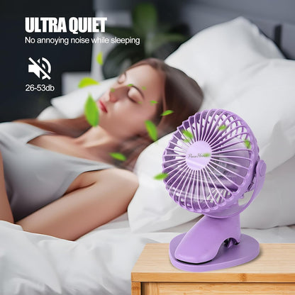 Portable Clip Fan Battery Operated,3 Speeds USB Rechargeable Mini Table Fan with Strong Airflow,360°Rotation Ultra Quiet Personal Desk Fan for Home Office Bedroom Dorm Stroller Camping(White)