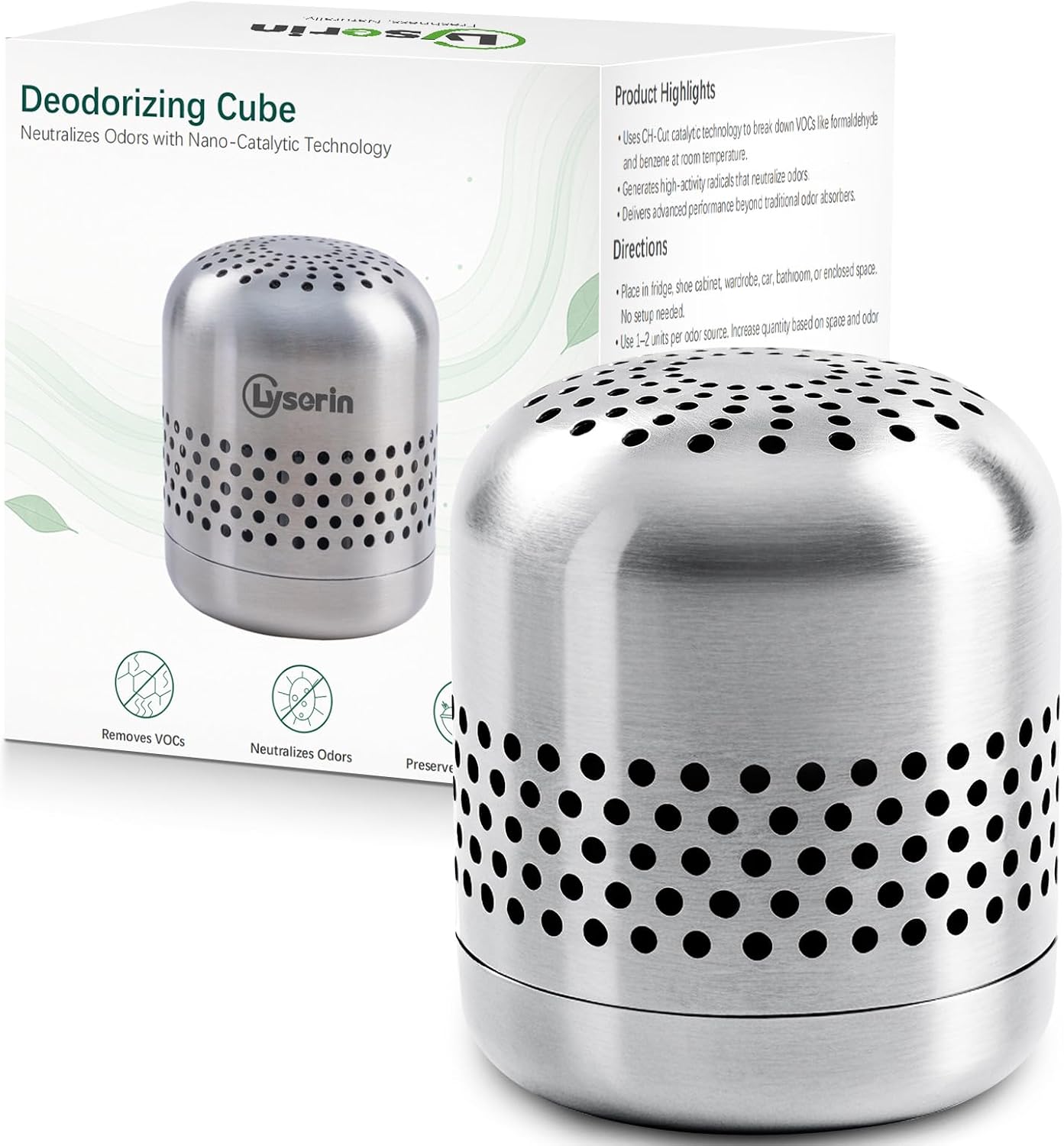 Refrigerator Deodorizer & Odor Eliminator - Lasts 10 Years, Multi-Purpose Air Purifier for Fridge, Closet, and Car - Outperforms Baking Soda & Charcoal (1 Pack)