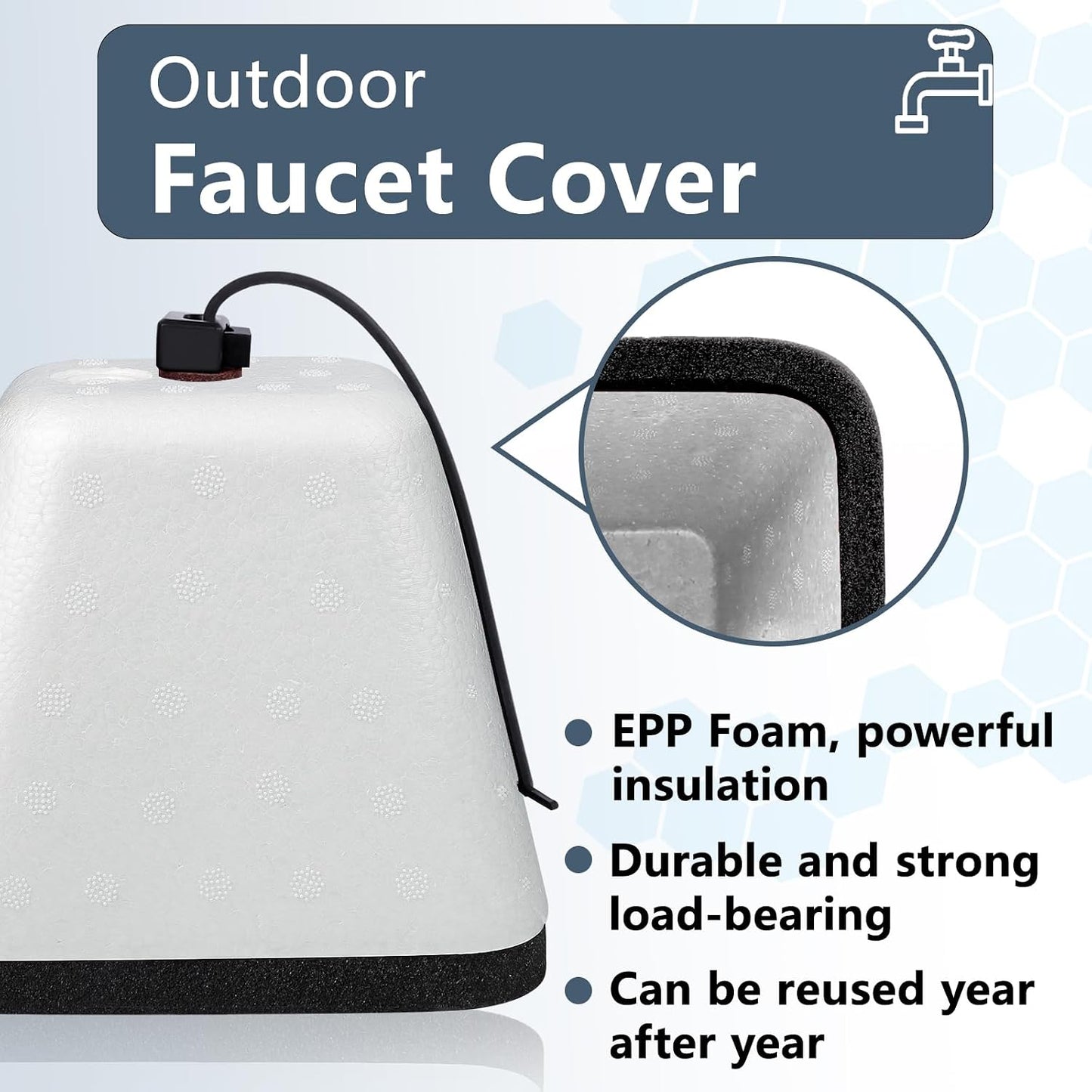 Outdoor Faucet Covers for Winter, 4 Pack Insulated Foam Faucet Cover Freeze Protection, Reusable Winter Spigot Covers Water Pipe Covers Hose Bib Covers