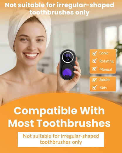 Toothbrush Sanitizer Holder, Wall-Mounted with Auto-Inductive Cover & 140°F Air Drying, Bathroom Organizer, Black