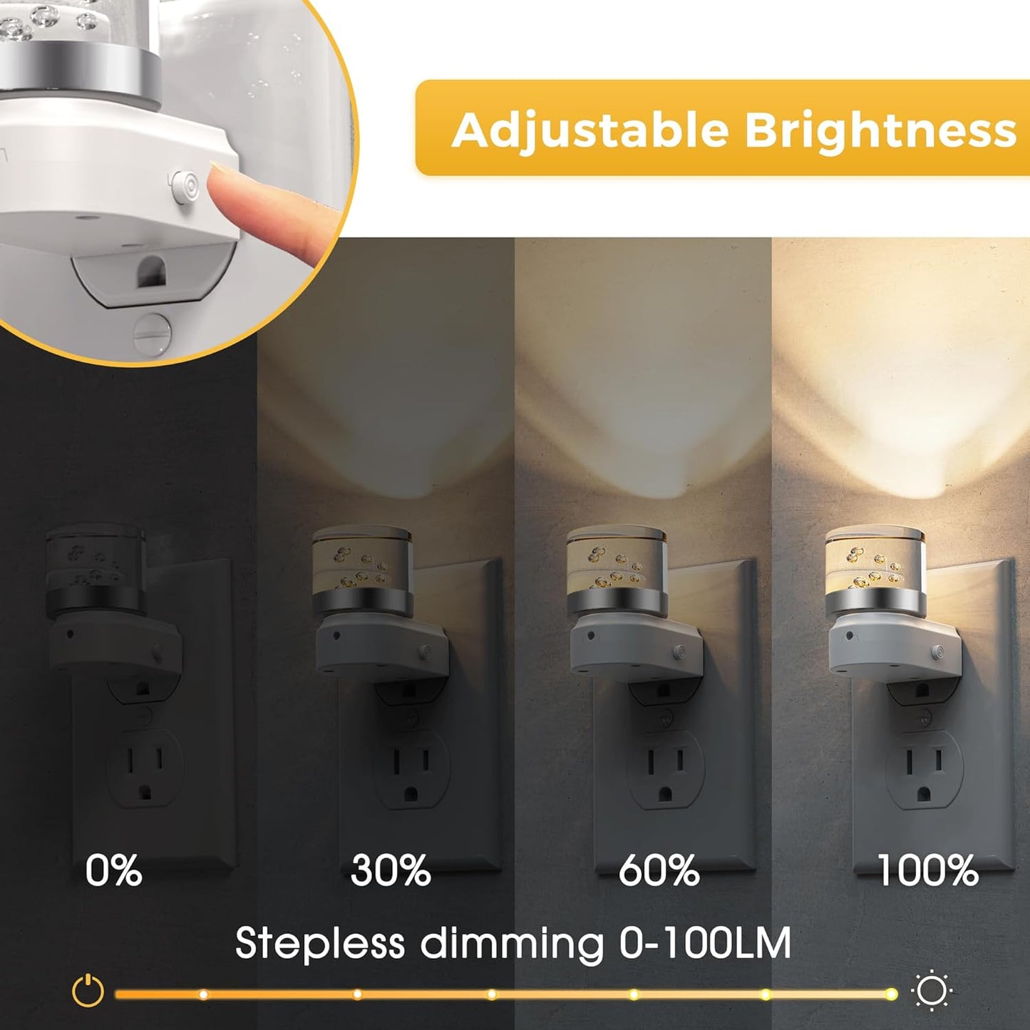 L LOHAS LED Night Light, Bubble Night Lights Plug into Wall,2 Pack 3000K/4000k/5000K Adjustable Color Temperature Night Light,Dimmable Nightlights with Dusk to Dawn Sensor for Rooms Bathroom Hallway