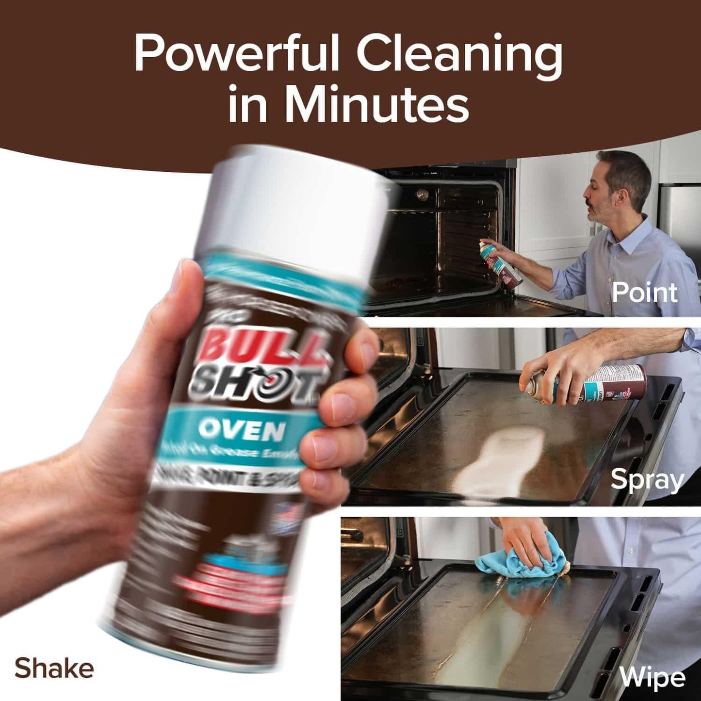 Bull Shot Oven Pro, AS SEEN ON TV, Cling Foam Melts Away Baked-On Grease, Char & Food In Minutes, Professional Strength, Shake, Point & Spray, Made in the USA, Ovens, Racks, Drip Pans & Broilers
